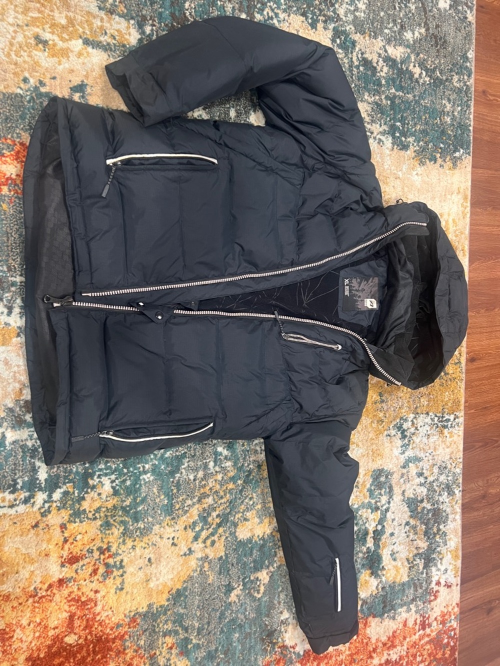 Orage Black Quilted Hooded Puffer Jacket